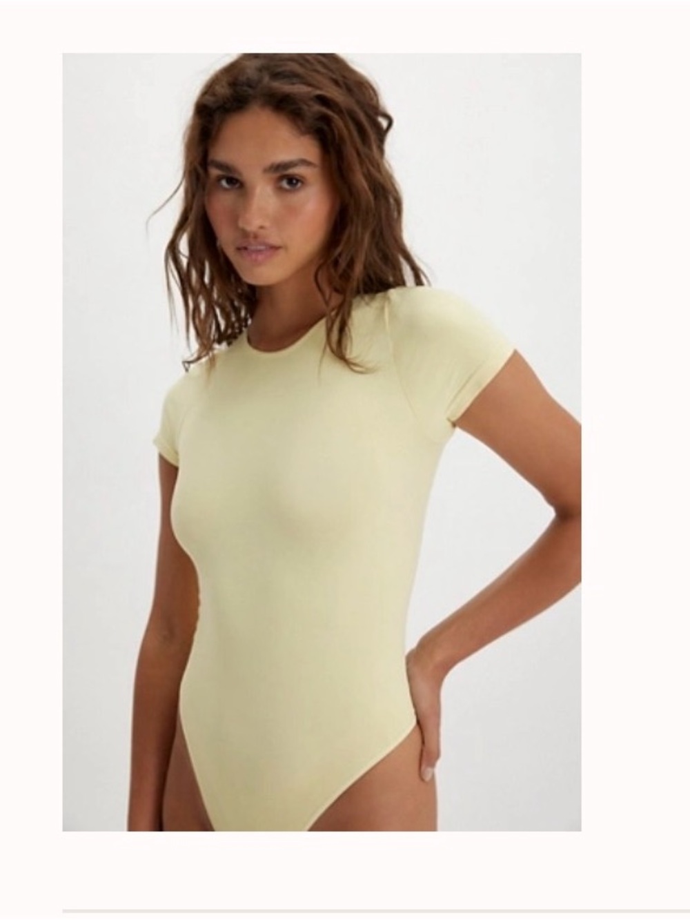 Free People Clean Lines Tee Bodysuit-Butter XS/S